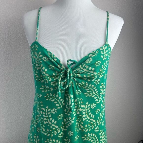 Gap Women's M Cinch Chest Slip Dress Green Cream Leaf Print Fairycore Coquette - Picture 3 of 9